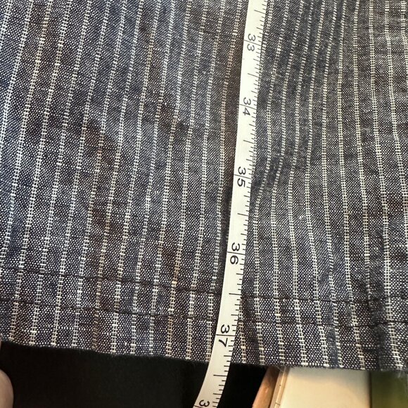 Small Relaxed Linen Cotton Stripe Pants With Elastic Waist & Drawstring Wide Leg - Picture 7 of 8